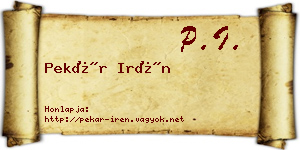 Pekár Irén névjegykártya